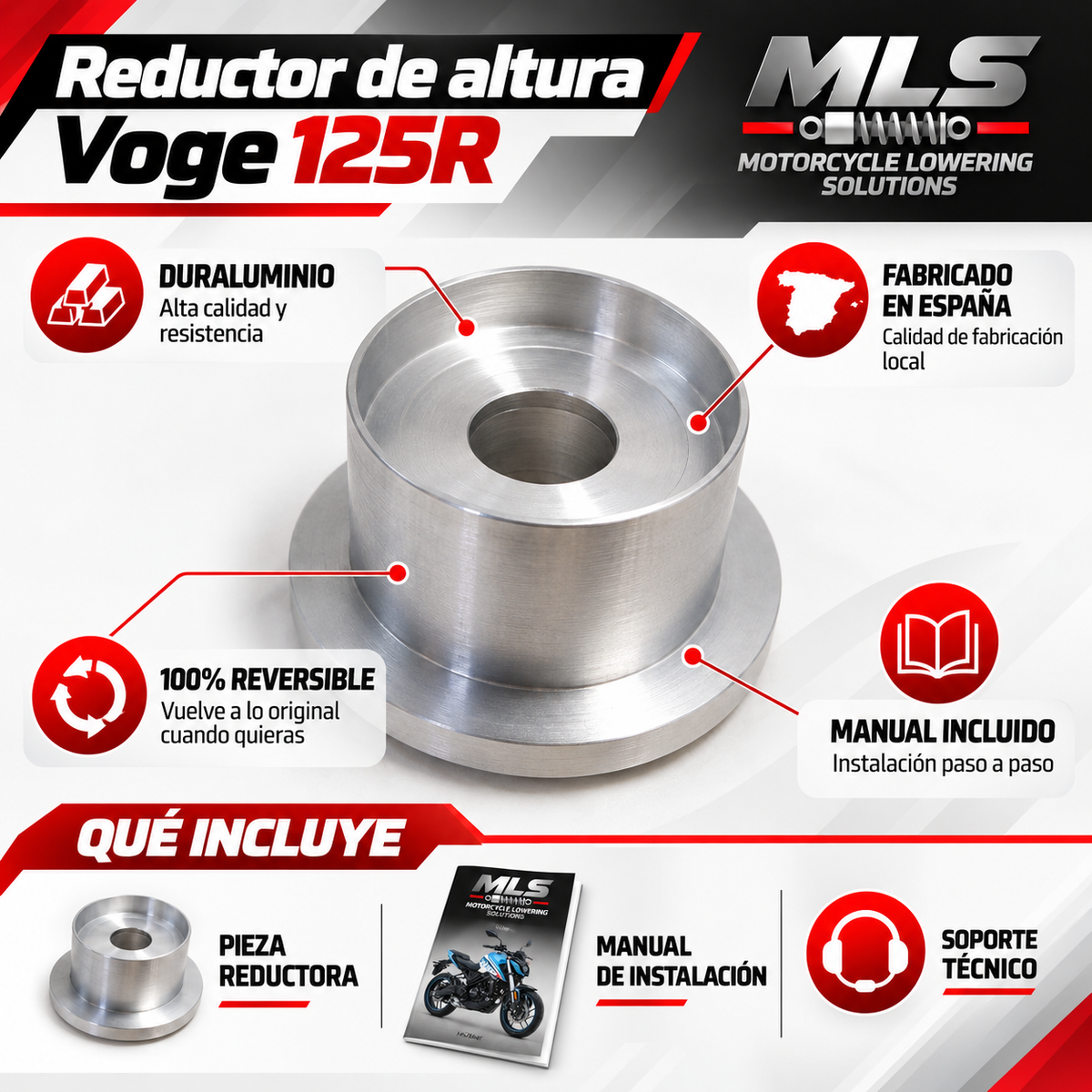 Reductor de altura Voge 125R – Baja 4 cm