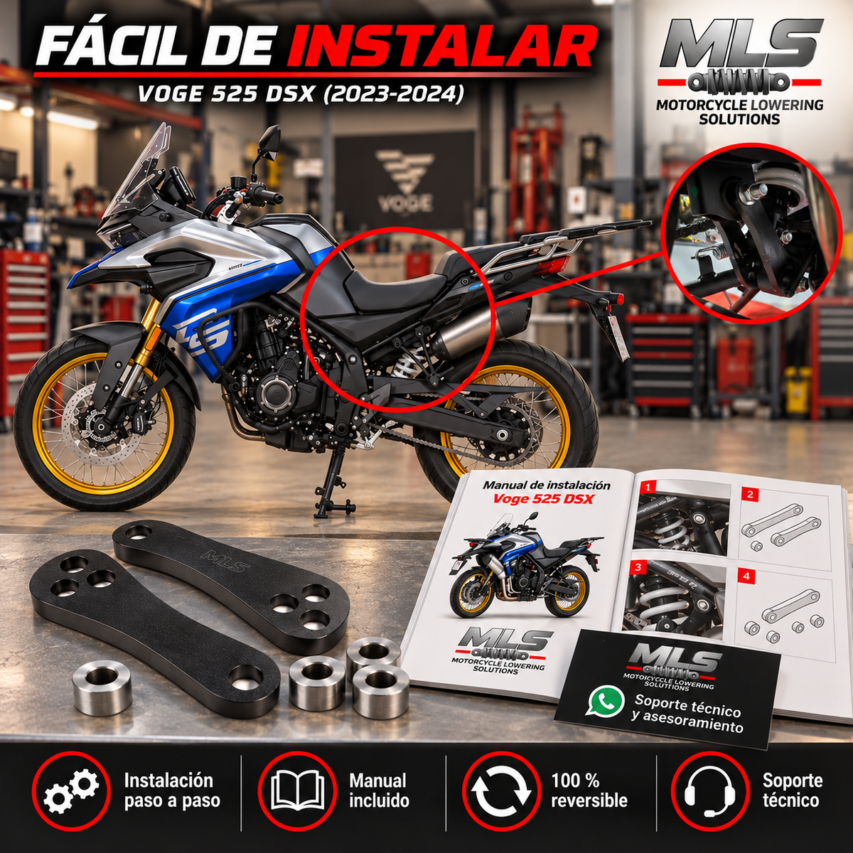 Reductor de altura Voge 525 DSX (2023-2024) – Baja 4 cm