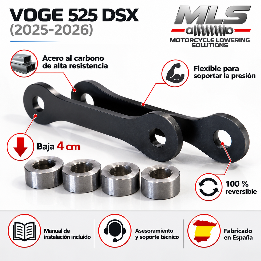 Reductor de altura Voge 525 DSX (2025-2026) – Baja 4 cm