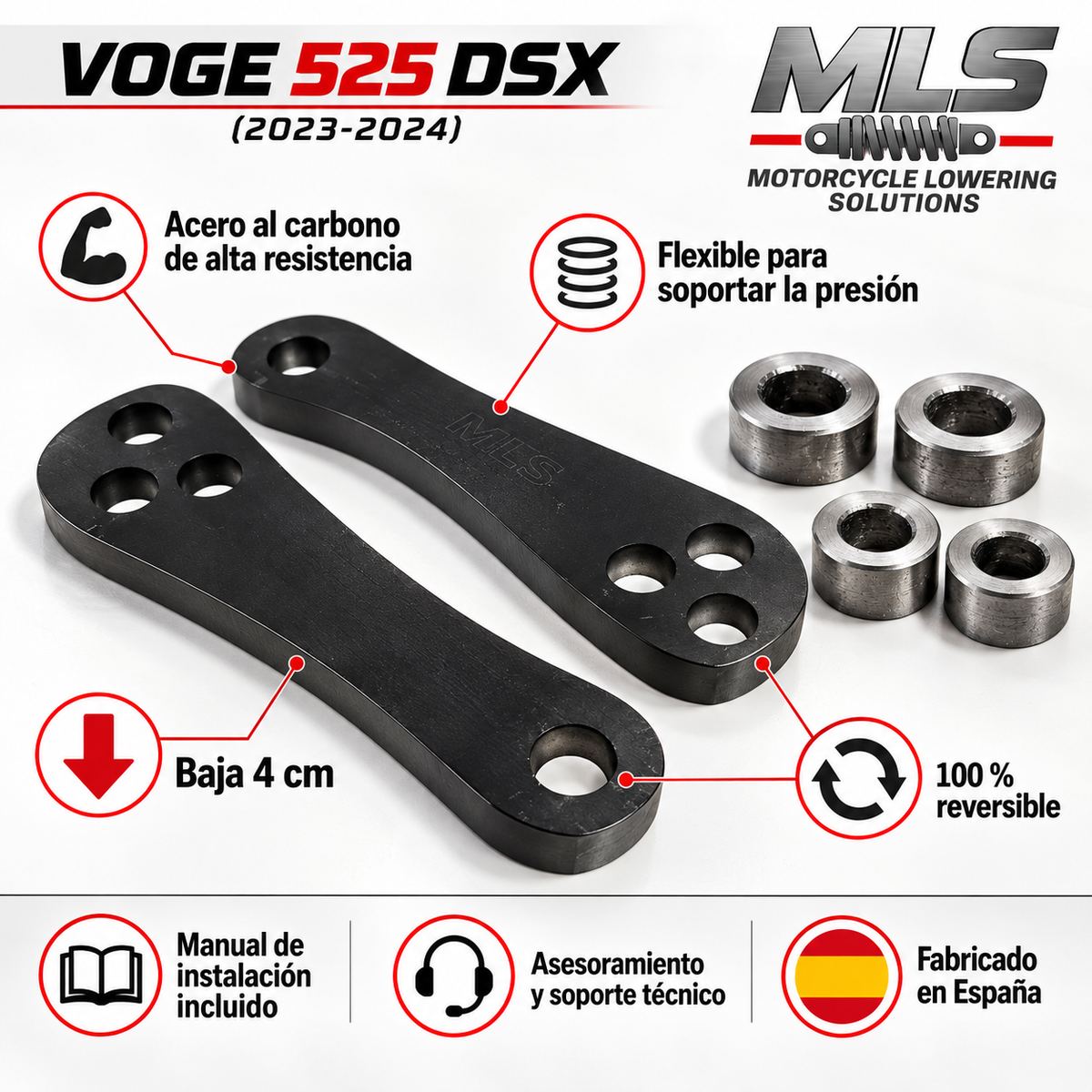 Reductor de altura Voge 525 DSX (2023-2024) – Baja 4 cm