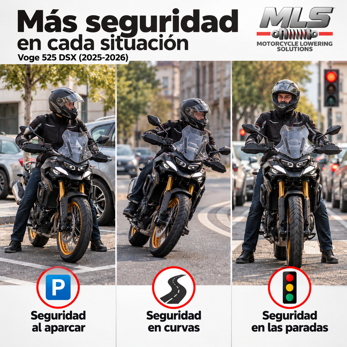 Reductor de altura Voge 525 DSX (2025-2026) – Baja 4 cm
